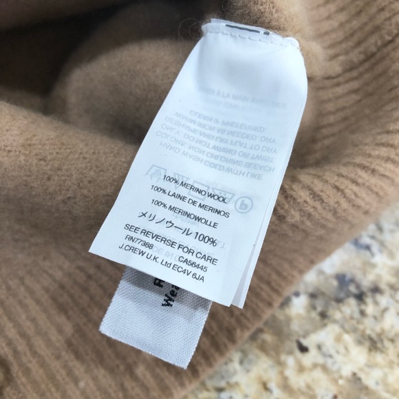 J. Crew Ruffle Front 100% Merino Wool Tan Crewneck Sweater XS - Picture 4 of 5